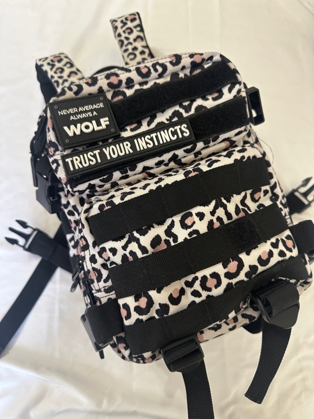 WOLF Pink and Black Leopard Print Mini Backpack - Picture 2 of 11